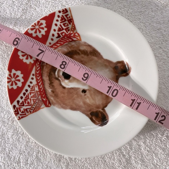 Ciroa Celebrate Holiday Christmas Bear In Sweater Dessert Snack Plates x2 - Picture 6 of 6